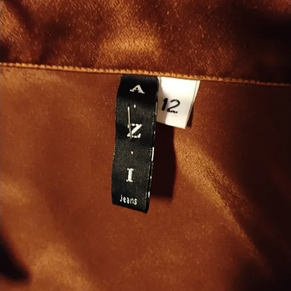 Chic Copper Satin Wrap Dress - Picture 5 of 5